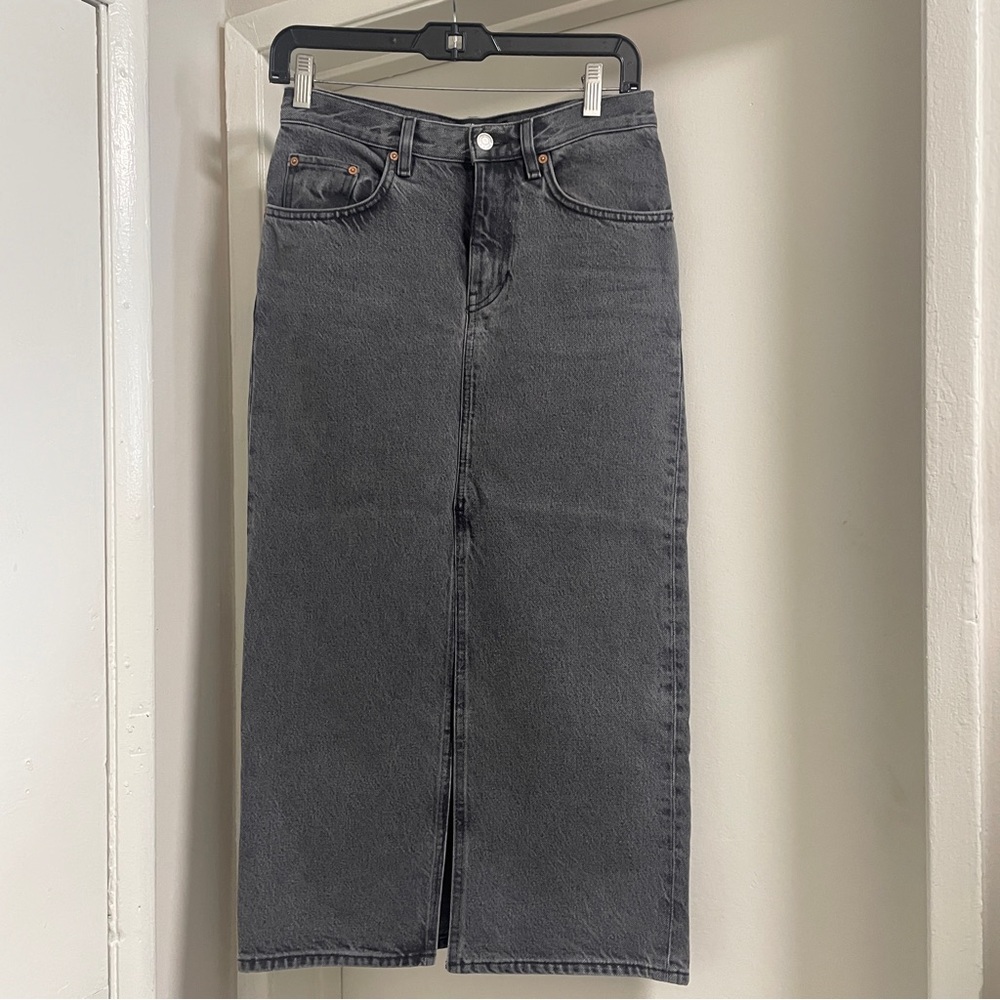 & Other Stories denim midi skirt